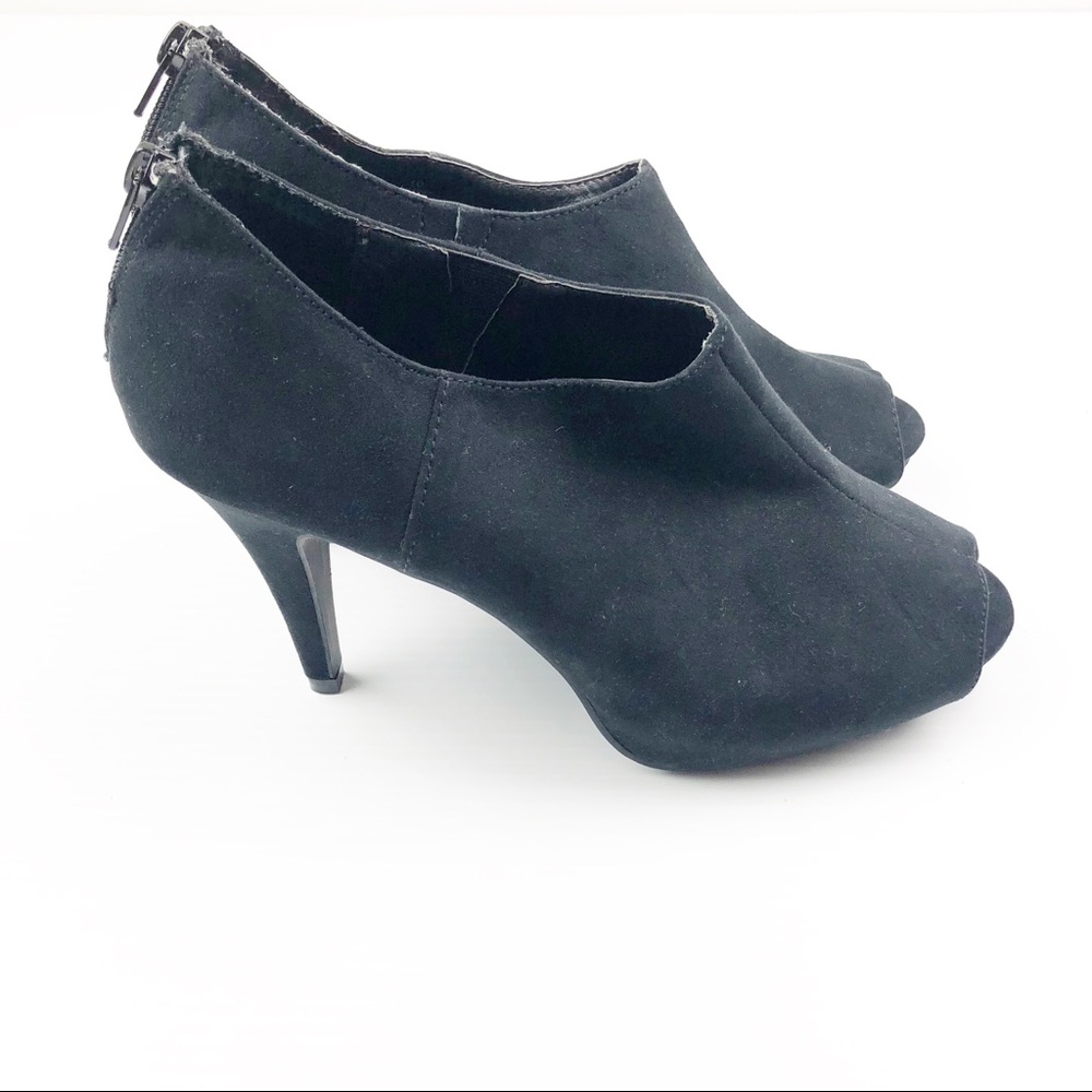 Express Black Peep Toe Heeled Booties Size 10